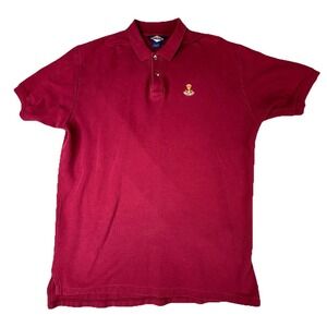 Vintage Ruff Hewn Polo Shirt Mens XL Burgundy Crest Logo Made USA